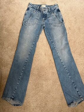 Free People Light Blue High-Rise Flare Jeans